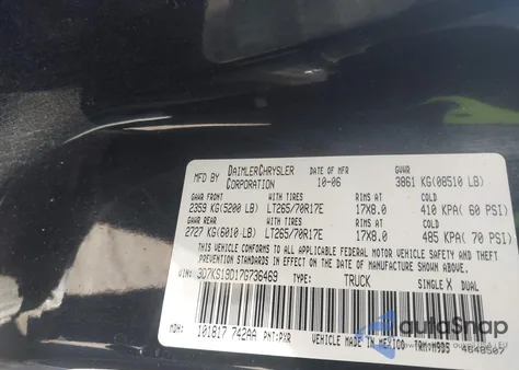 2007 Dodge Ram 1500 Slt z USA, uszkodzony, nr VIN 3D7KS19D17G736469